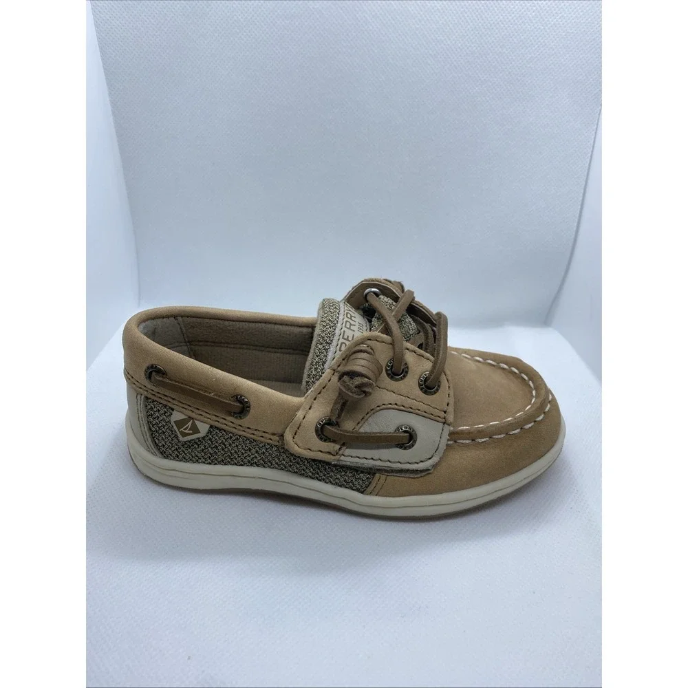Sperry Top Sider Boat Shoes Girls Toddler Hook And Loop  8M Slip On Tan
